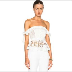 Self Portrait white corset top with peplum